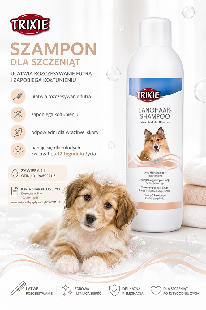 Trixie Szampon dla Szczeniąt Delikatny Ułatwia Rozczesywanie 1L.jpg